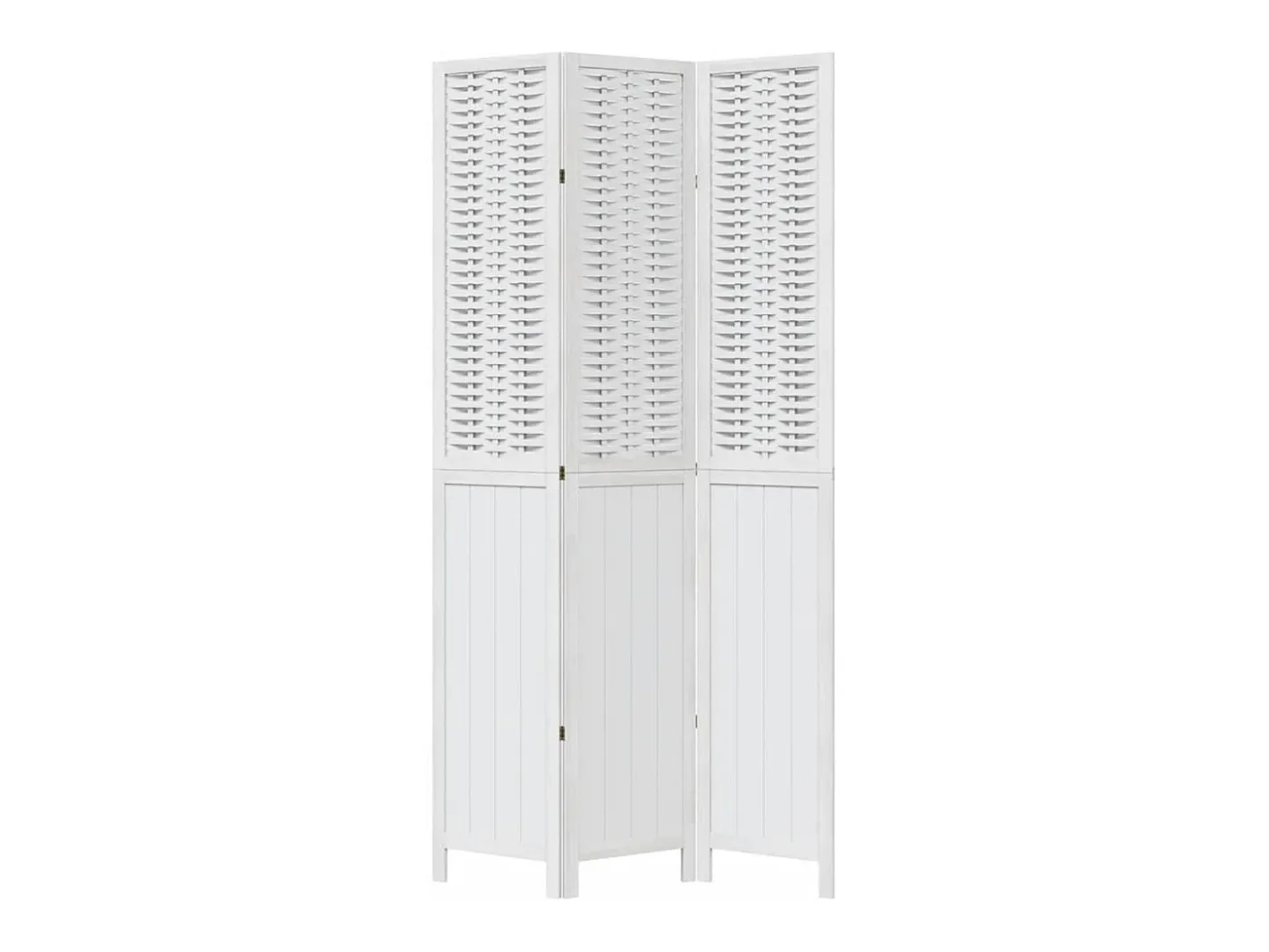 Best Biombo separador de 3 paneles madera maciza Paulownia ES923756 Blanco