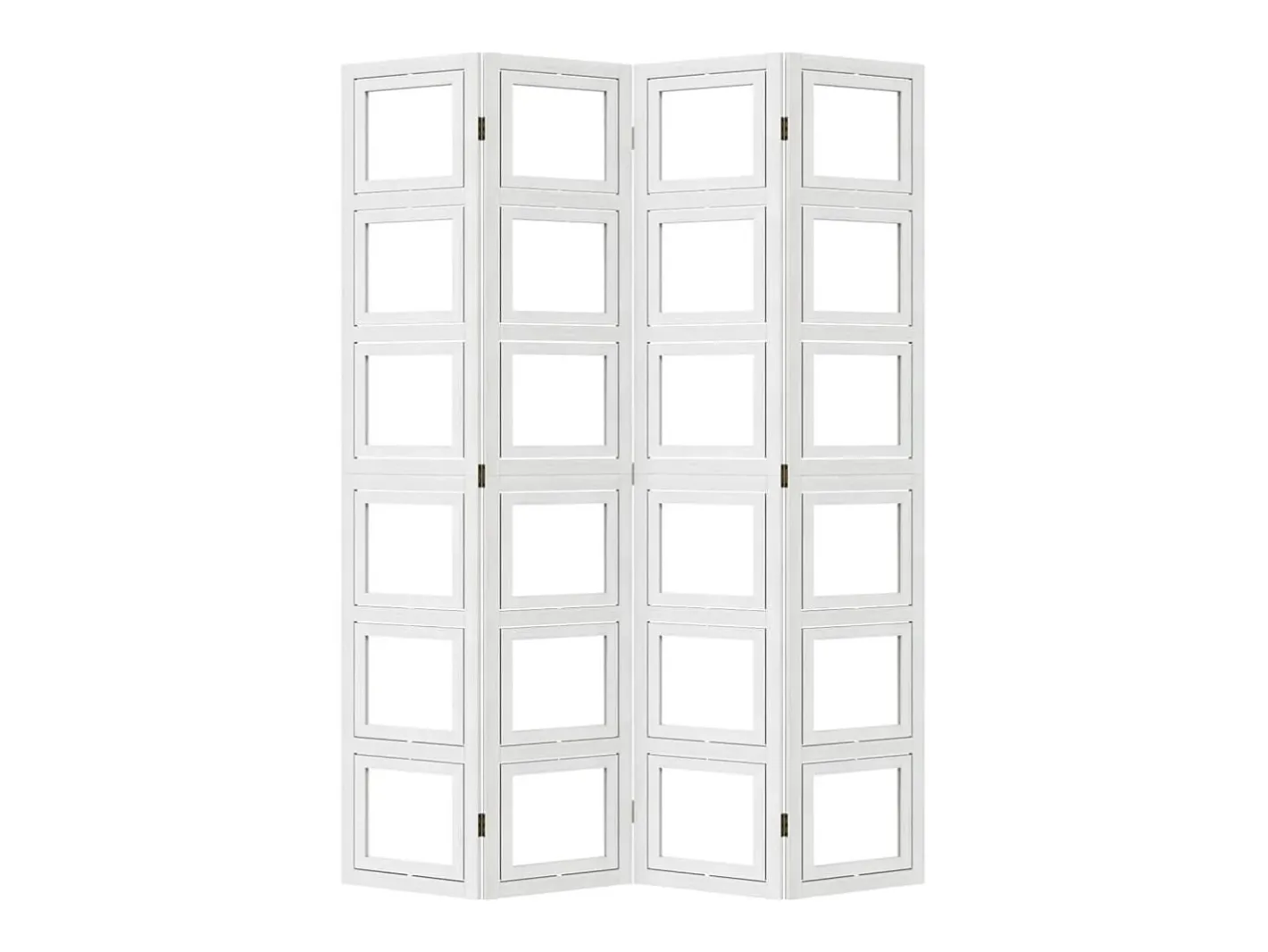 Sale Biombo separador de 4 paneles madera maciza Paulownia ES886339 Blanco