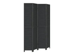 Biombo separador de 4 paneles madera maciza Paulownia ES397212 Negro Clearance