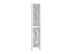 Discount Biombo separador de 3 paneles madera maciza Paulownia ES107386 Blanco