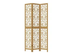 Biombo-Biombo separador de 3 paneles madera maciza paulownia marrón ES382280 Marru00f3n