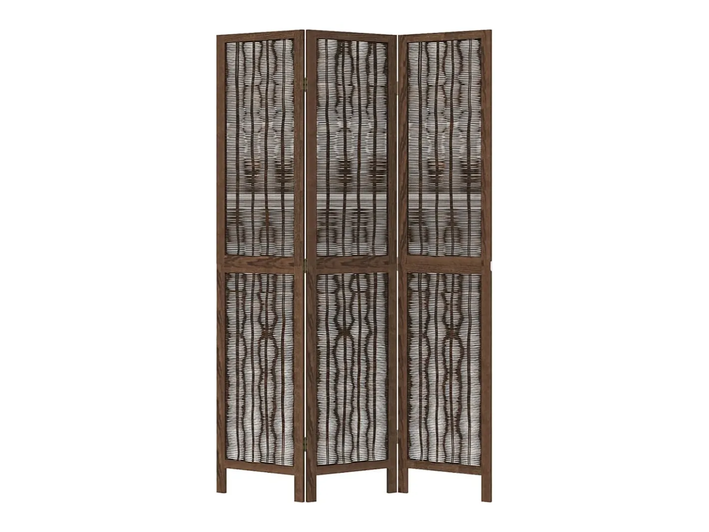 Biombo-Biombo separador de 3 paneles madera paulownia marrón oscuro ES619355 Marru00f3n