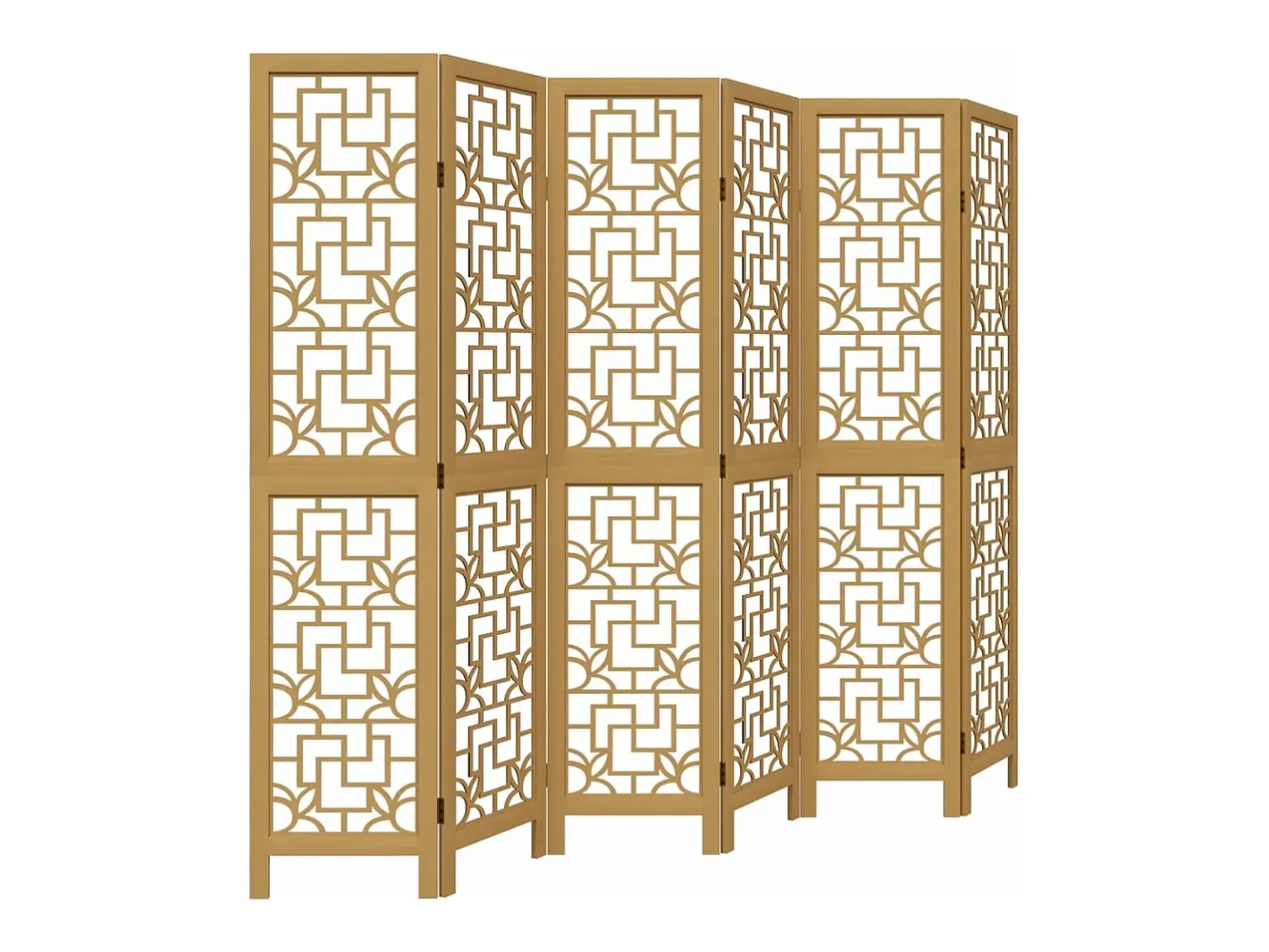 Biombo-Biombo separador de 6 paneles madera maciza paulownia marrón ES314596 Marru00f3n