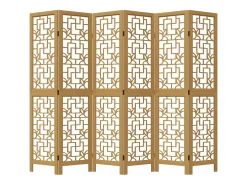 Biombo-Biombo separador de 6 paneles madera maciza paulownia marrón ES314596 Marru00f3n