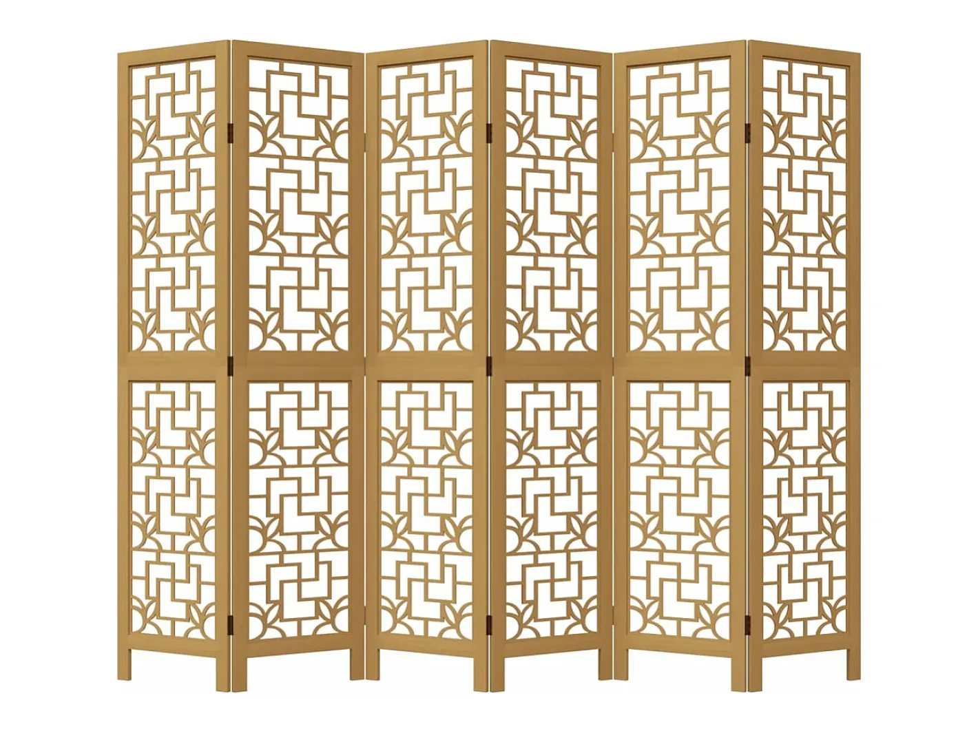 Biombo-Biombo separador de 6 paneles madera maciza paulownia marrón ES314596 Marru00f3n