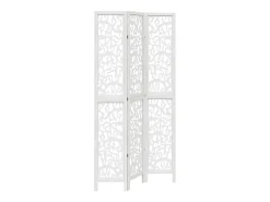 Biombo separador de 3 paneles madera maciza Paulownia ES316099 Blanco New