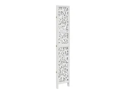 Biombo separador de 3 paneles madera maciza Paulownia ES316099 Blanco New
