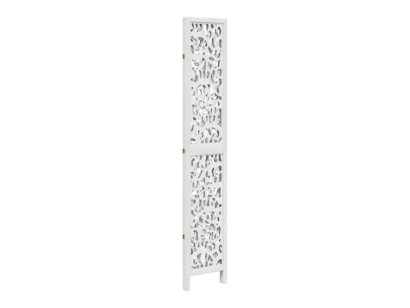 Biombo separador de 3 paneles madera maciza Paulownia ES316099 Blanco New