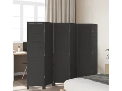 Online Biombo separador de 6 paneles madera maciza Paulownia ES467163 Negro