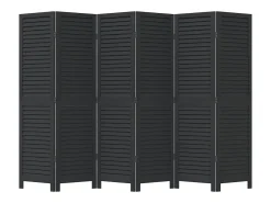 Online Biombo separador de 6 paneles madera maciza Paulownia ES467163 Negro