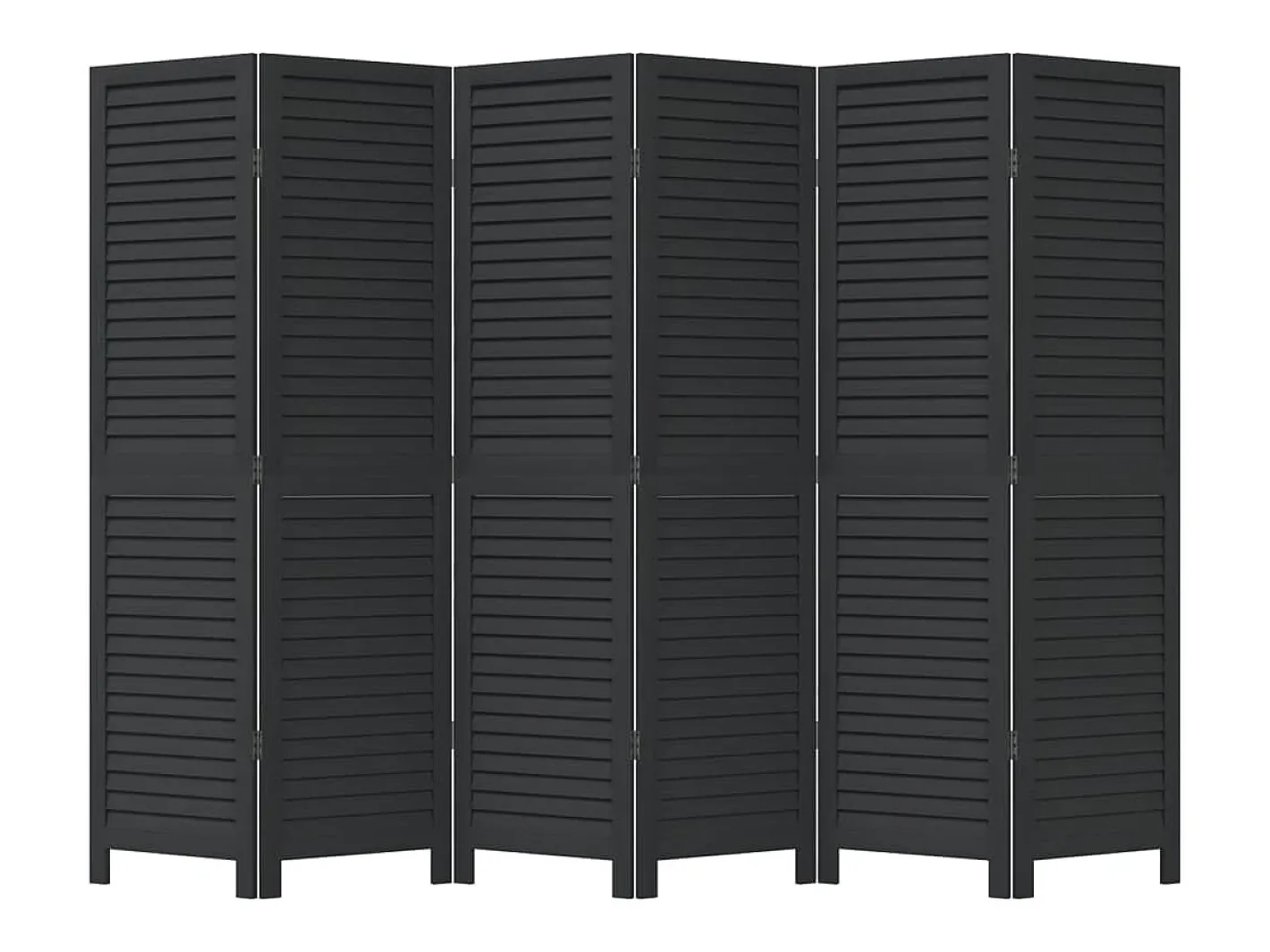 Online Biombo separador de 6 paneles madera maciza Paulownia ES467163 Negro