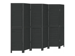 Online Biombo separador de 6 paneles madera maciza Paulownia ES467163 Negro