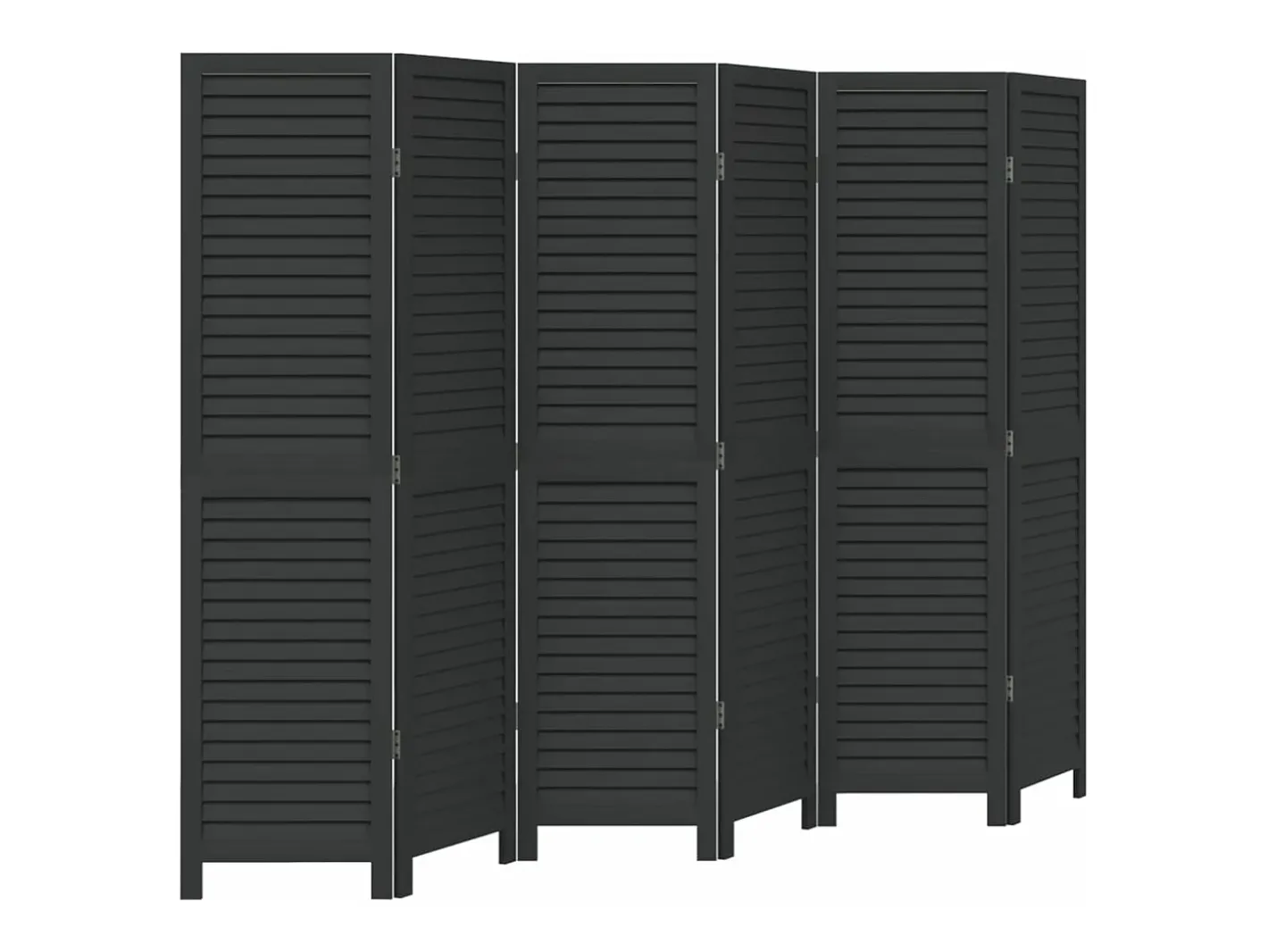 Online Biombo separador de 6 paneles madera maciza Paulownia ES467163 Negro