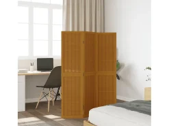 Biombo separador de 3 paneles madera maciza paulownia marrón ES861830 Marru00f3n Discount