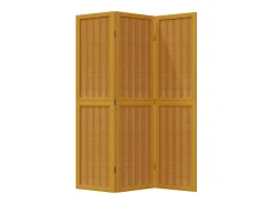 Biombo separador de 3 paneles madera maciza paulownia marrón ES861830 Marru00f3n Discount