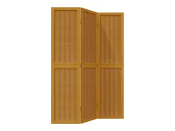 Biombo separador de 3 paneles madera maciza paulownia marrón ES861830 Marru00f3n Discount