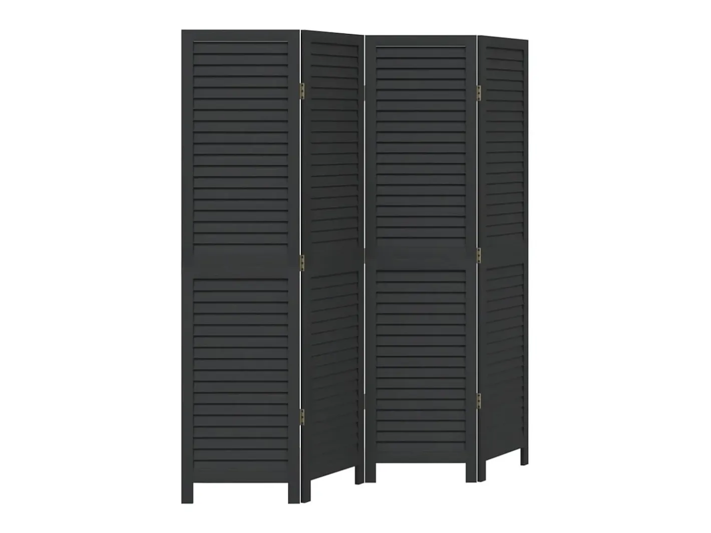 Biombo-Biombo separador de 4 paneles madera maciza Paulownia ES130446 Negro