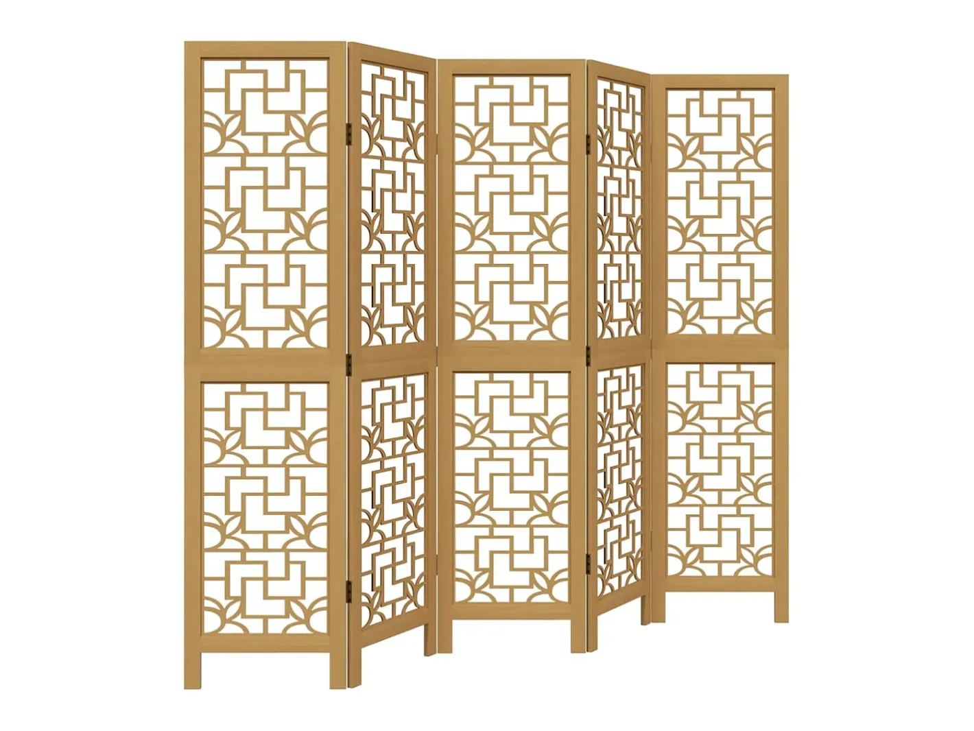 Biombo separador de 5 paneles madera maciza paulownia marrón ES240758 Marru00f3n Best