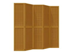 Biombo-Biombo separador de 5 paneles madera maciza paulownia marrón ES277706 Marru00f3n
