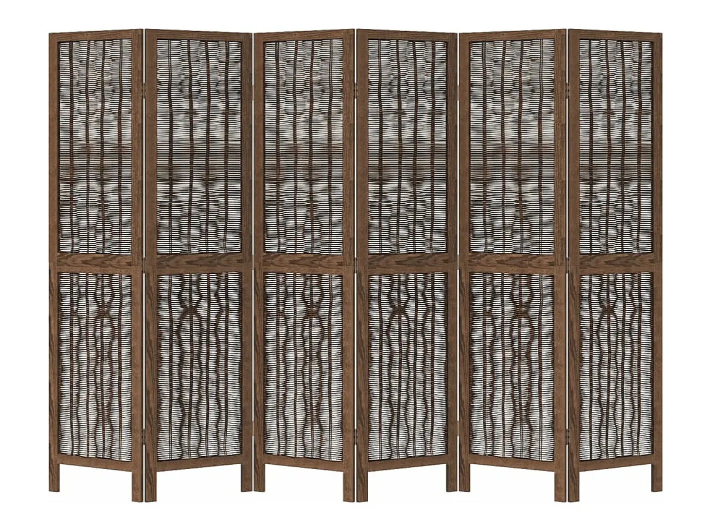 Biombo-Biombo separador de 6 paneles madera paulownia marrón oscuro ES652260 Marru00f3n