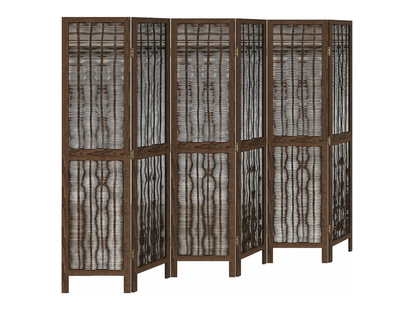 Biombo-Biombo separador de 6 paneles madera paulownia marrón oscuro ES652260 Marru00f3n