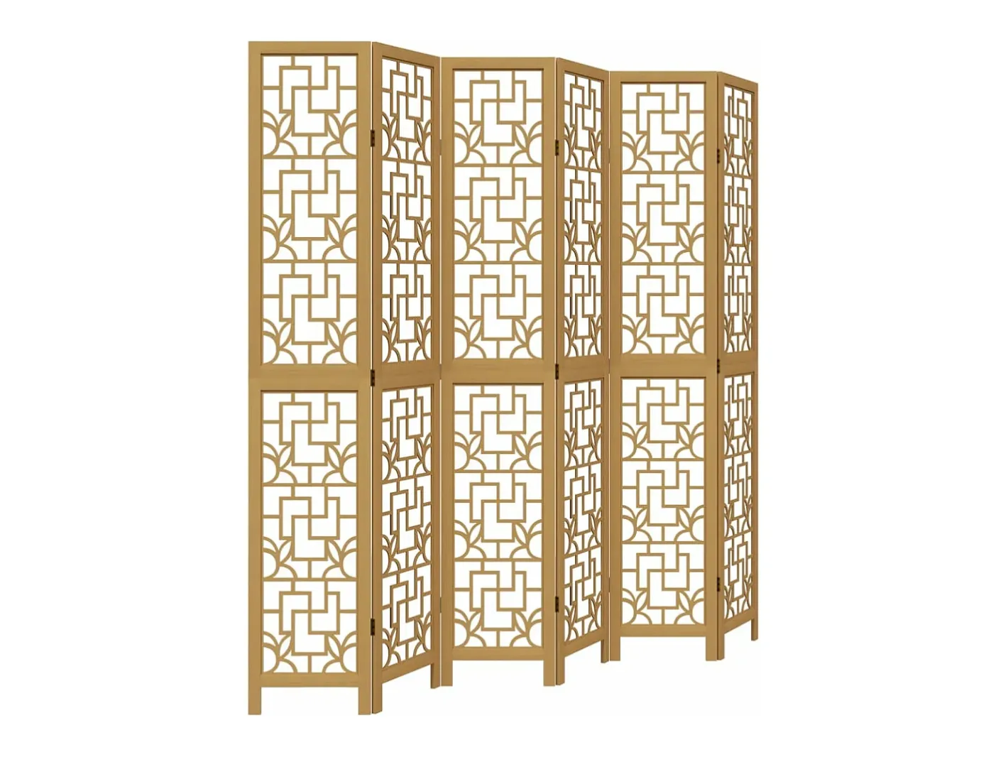Best Biombo separador de 6 paneles madera maciza paulownia marrón ES718804 Marru00f3n