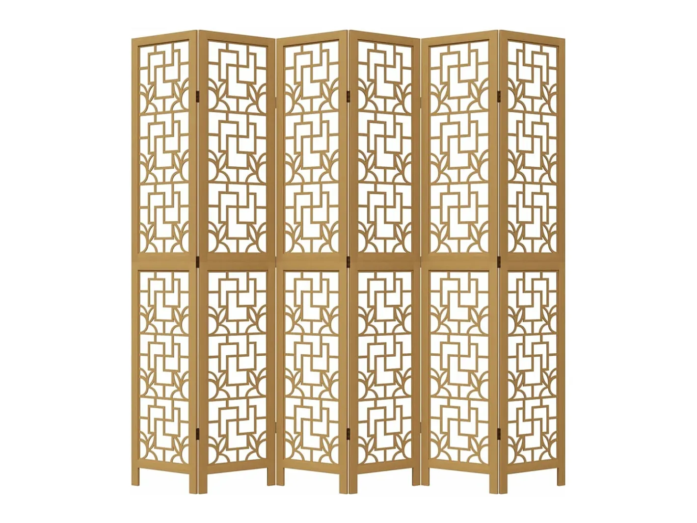Best Biombo separador de 6 paneles madera maciza paulownia marrón ES718804 Marru00f3n