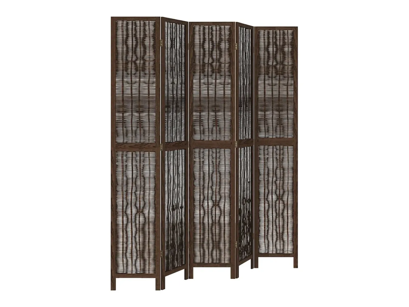 Biombo-Biombo separador de 5 paneles madera paulownia marrón oscuro ES107911 Marru00f3n