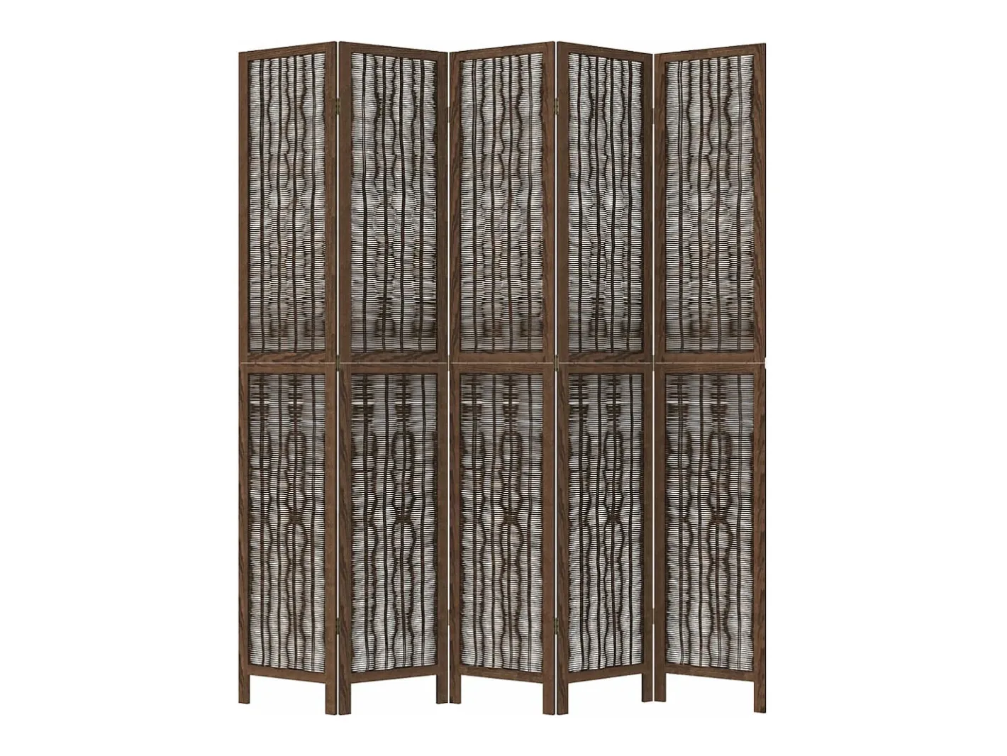 Biombo-Biombo separador de 5 paneles madera paulownia marrón oscuro ES107911 Marru00f3n