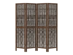 Best Biombo separador de 4 paneles madera paulownia marrón oscuro ES758115 Marru00f3n