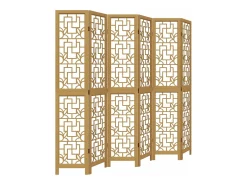 Biombo-Biombo separador de 6 paneles madera maciza paulownia marrón ES692106 Marru00f3n