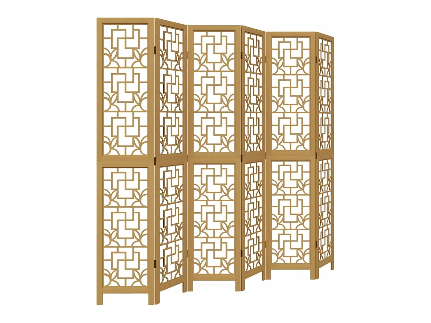 Biombo-Biombo separador de 6 paneles madera maciza paulownia marrón ES692106 Marru00f3n