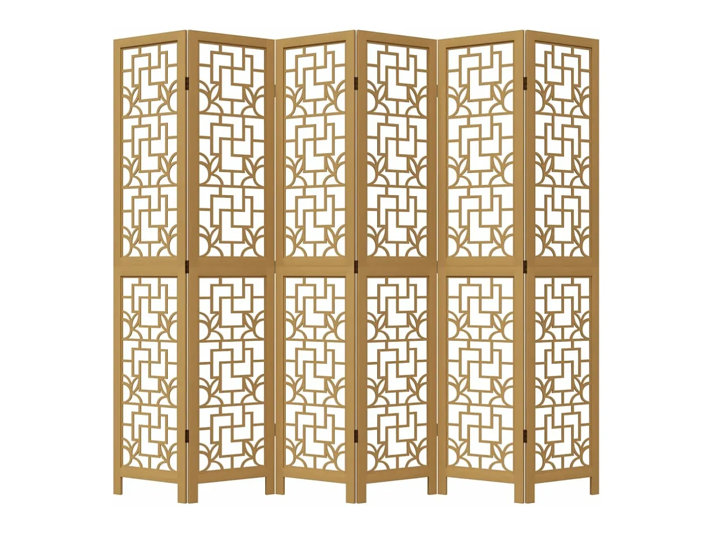 Biombo-Biombo separador de 6 paneles madera maciza paulownia marrón ES692106 Marru00f3n