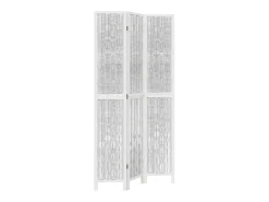 Online Biombo separador de 3 paneles madera maciza Paulownia ES157888 Blanco