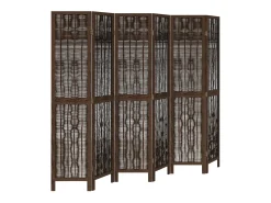 Biombo separador de 6 paneles madera paulownia marrón oscuro ES970823 Marru00f3n Outlet