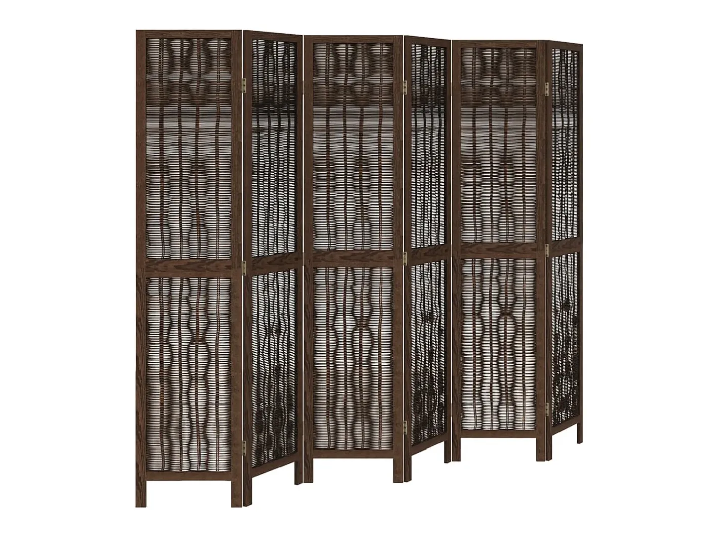 Biombo separador de 6 paneles madera paulownia marrón oscuro ES970823 Marru00f3n Outlet