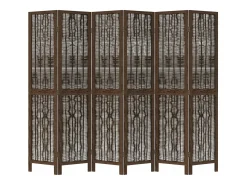 Biombo separador de 6 paneles madera paulownia marrón oscuro ES970823 Marru00f3n Outlet