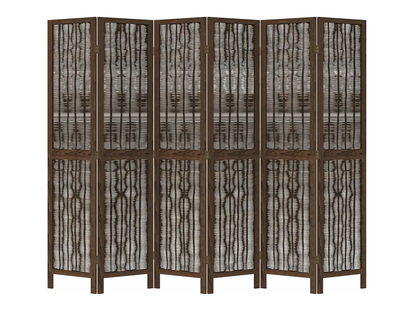 Biombo separador de 6 paneles madera paulownia marrón oscuro ES970823 Marru00f3n Outlet