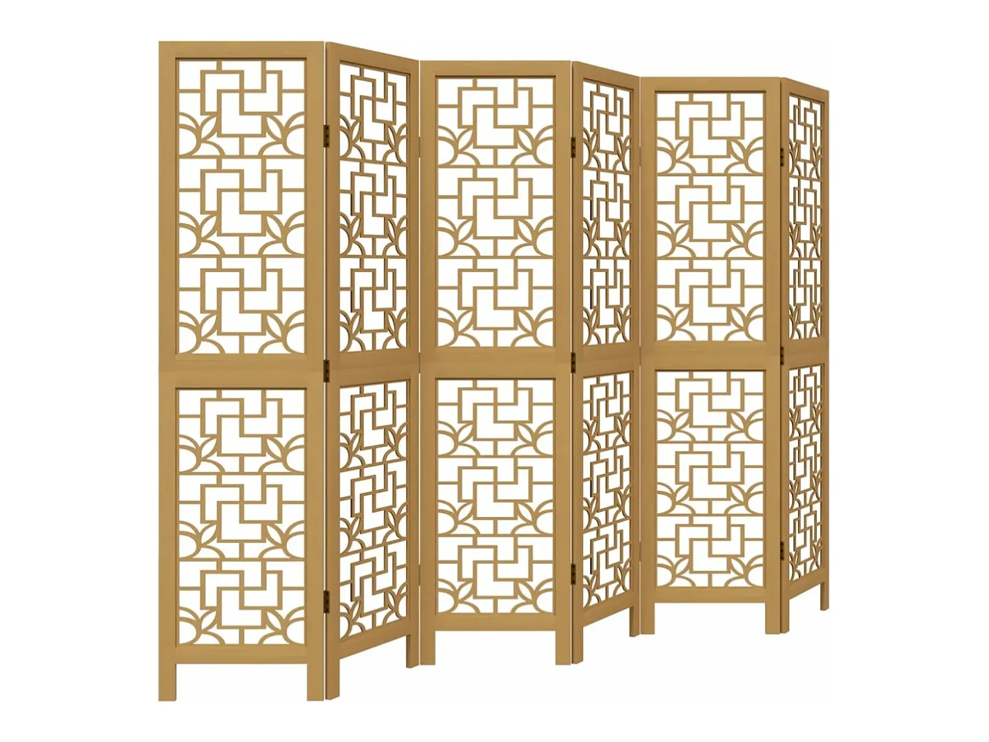 Biombo-Biombo separador de 6 paneles madera maciza paulownia marrón ES571856 Marru00f3n