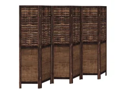 Biombo separador de 6 paneles madera paulownia marrón oscuro ES711556 Marru00f3n Outlet