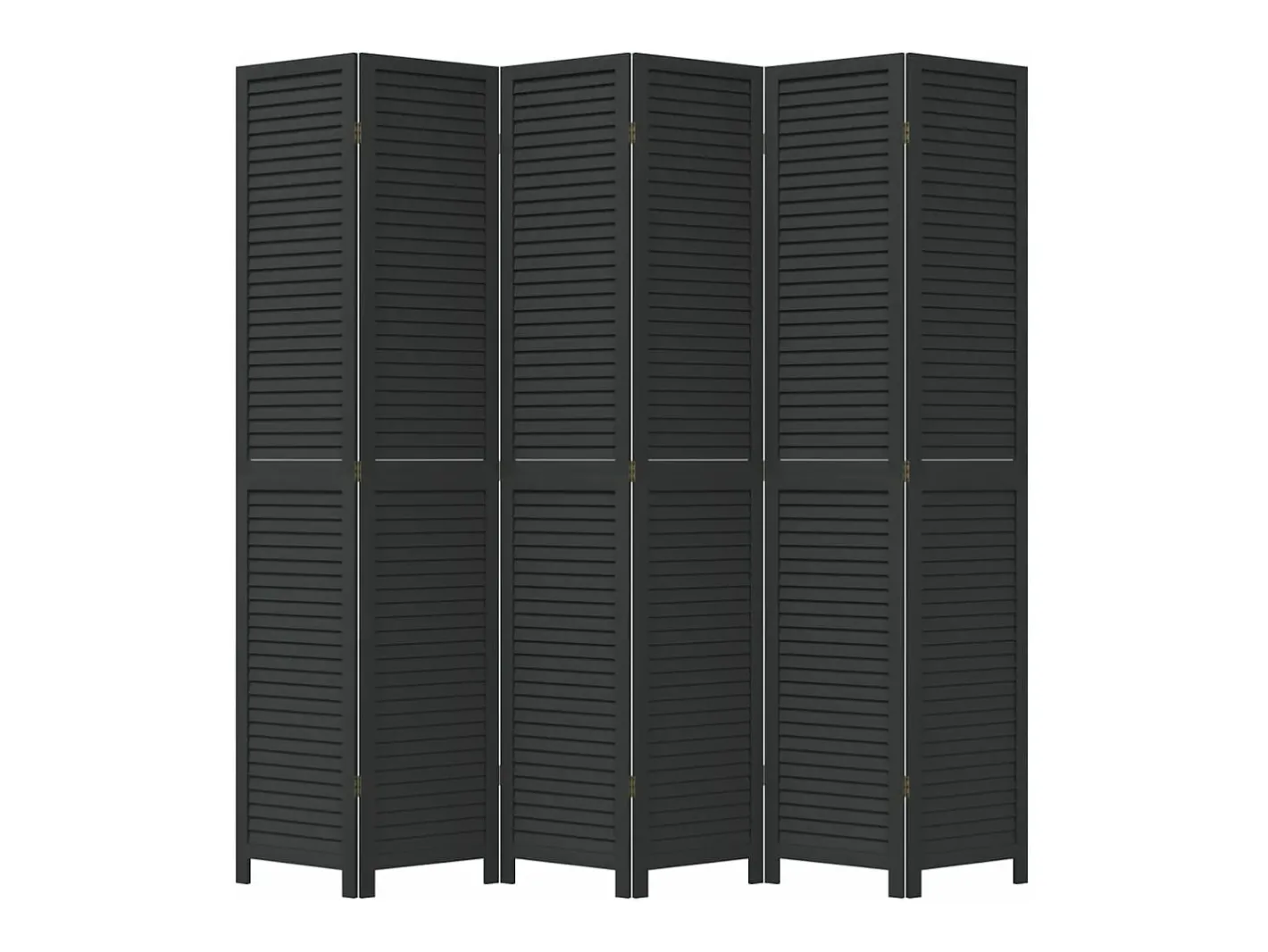 Outlet Biombo separador de 6 paneles madera maciza Paulownia ES556692 Negro