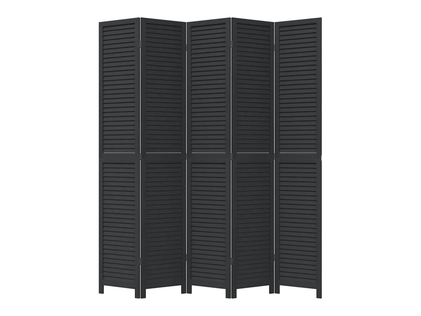 Biombo-Biombo separador de 5 paneles madera maciza Paulownia ES917820 Negro