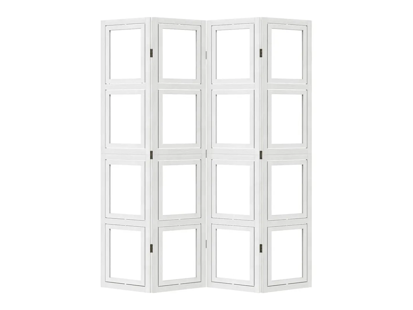 Clearance Biombo separador de 4 paneles madera maciza Paulownia ES251185 Blanco