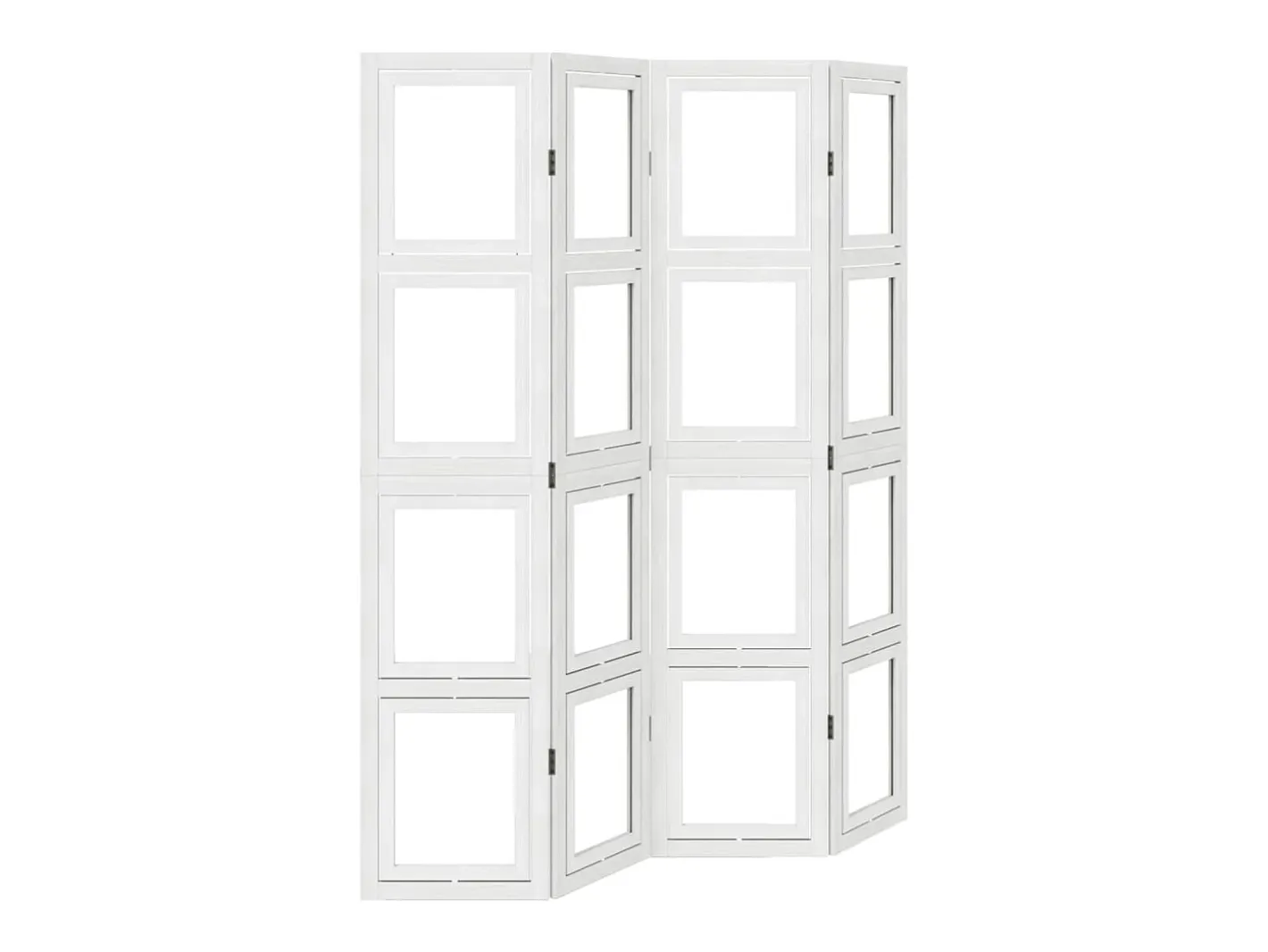 Clearance Biombo separador de 4 paneles madera maciza Paulownia ES251185 Blanco