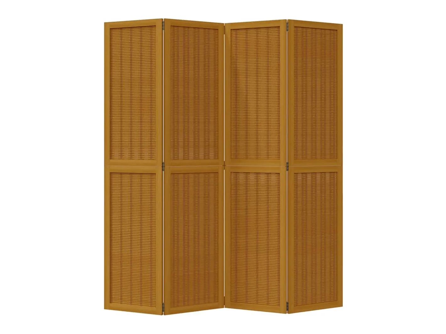 Biombo separador de 4 paneles madera maciza paulownia marrón ES959267 Marru00f3n Discount