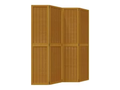 Biombo separador de 4 paneles madera maciza paulownia marrón ES959267 Marru00f3n Discount