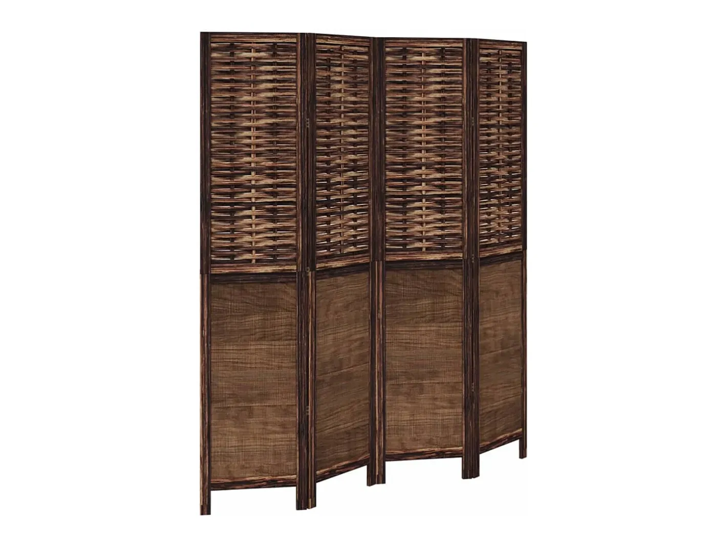Biombo-Biombo separador de 4 paneles madera paulownia marrón oscuro ES852008 Marru00f3n