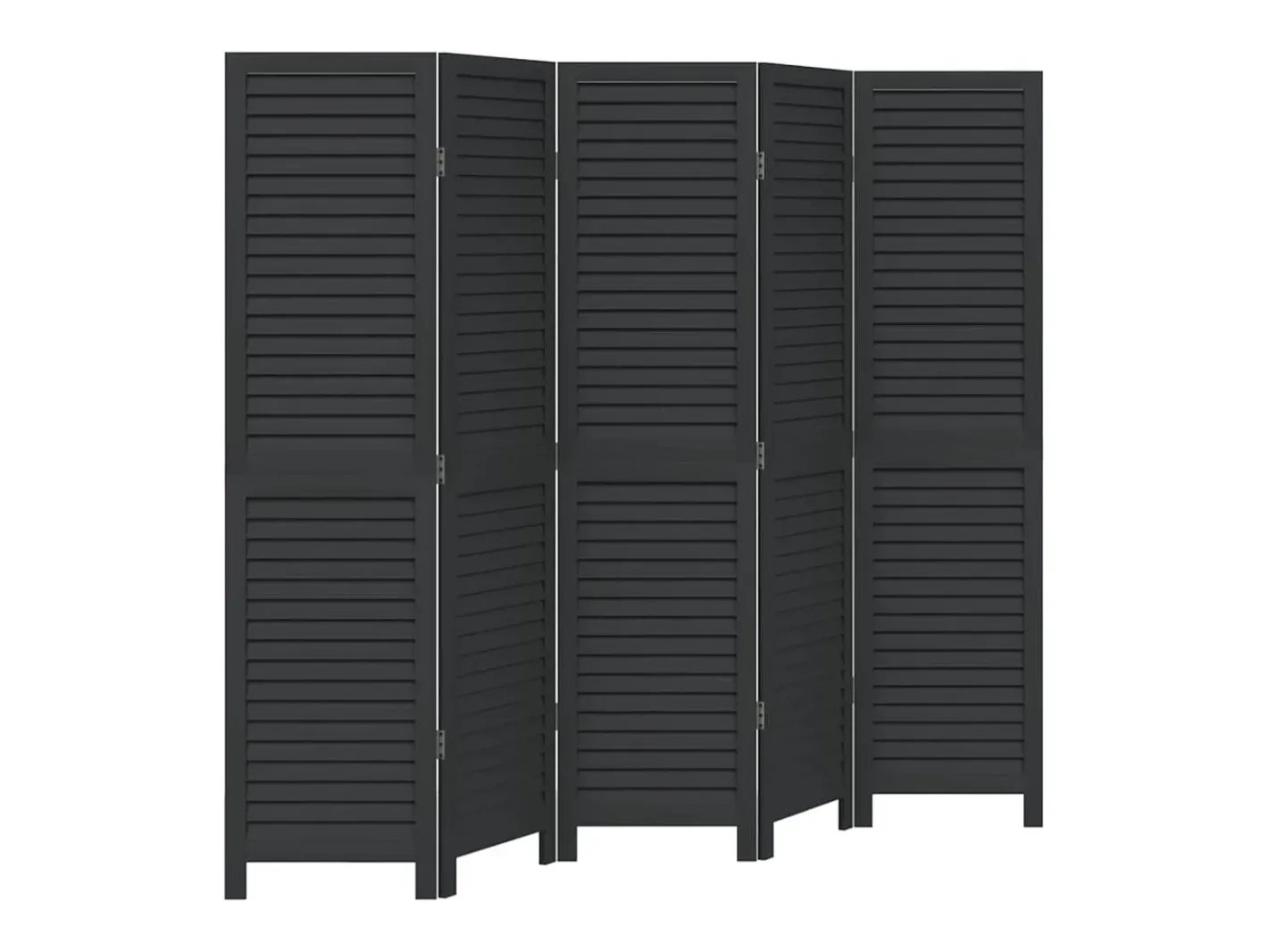 Biombo separador de 5 paneles madera maciza Paulownia ES369047 Negro Clearance