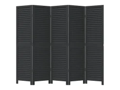 Biombo separador de 5 paneles madera maciza Paulownia ES369047 Negro Clearance