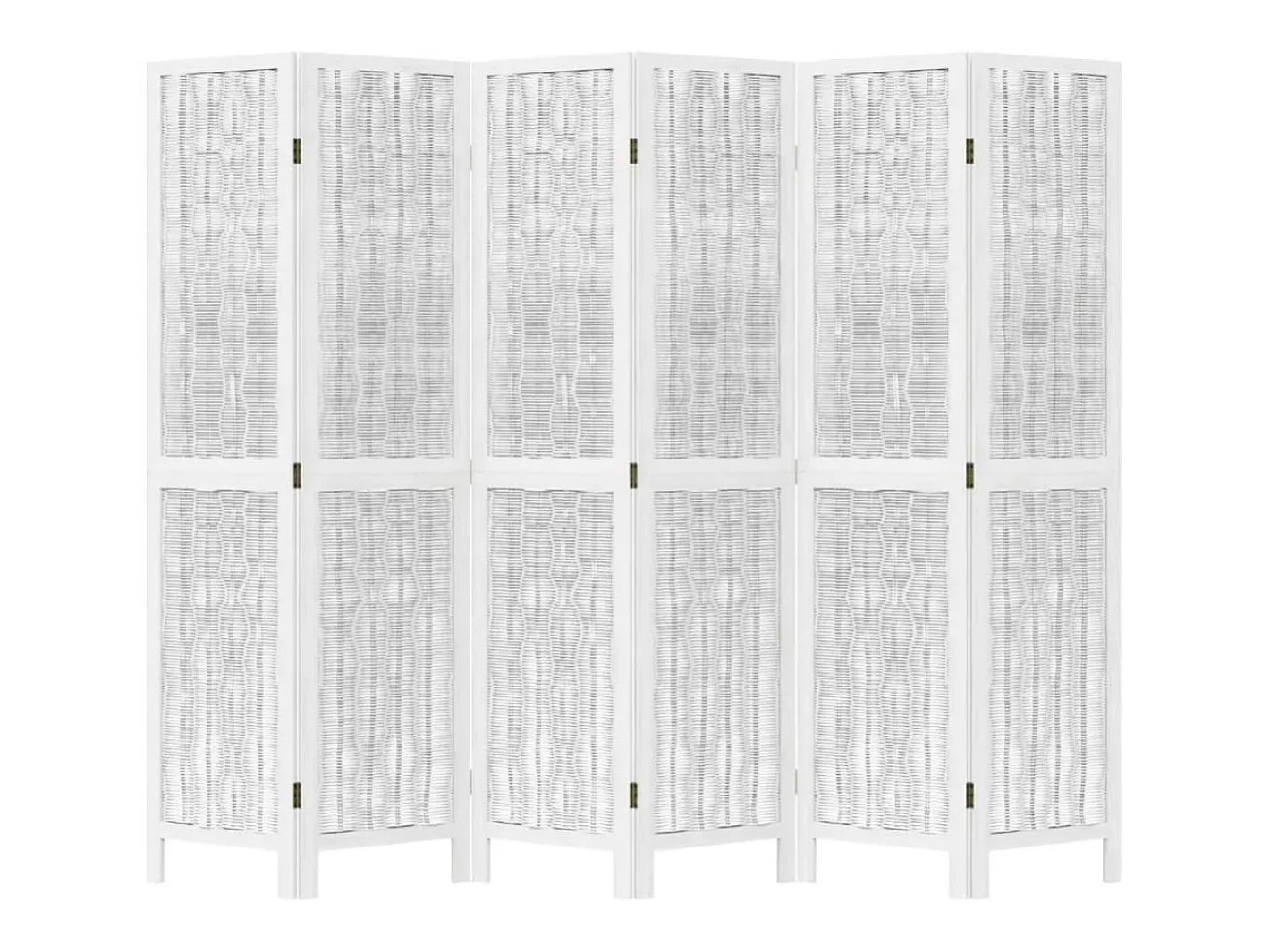 Outlet Biombo separador de 6 paneles madera maciza Paulownia ES870497 Blanco